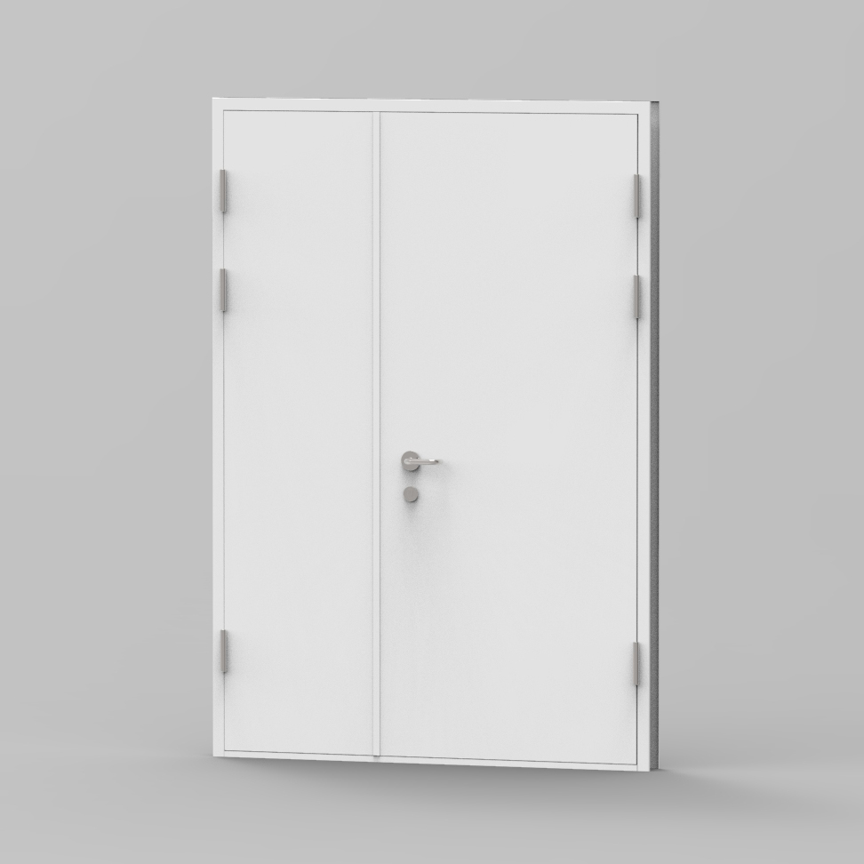 Double-sash fire door with horizontal mid-panel