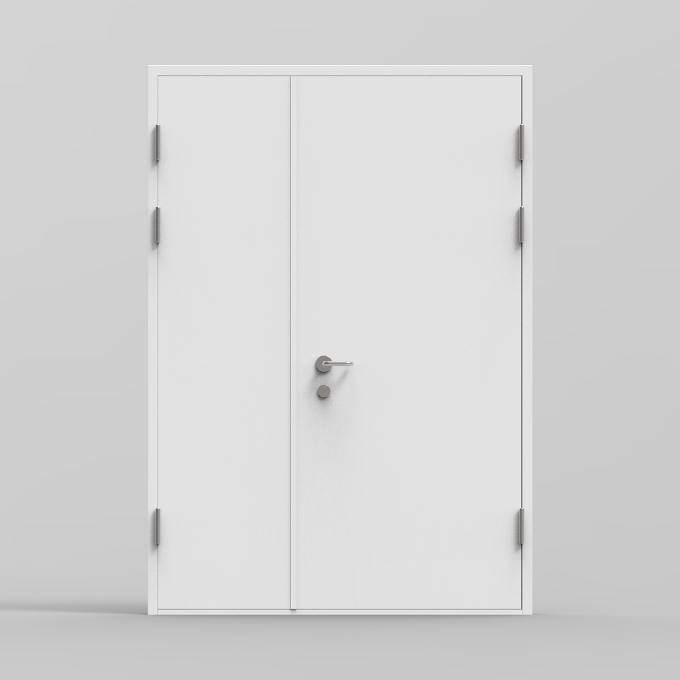 Double-leaf fire door dark finish