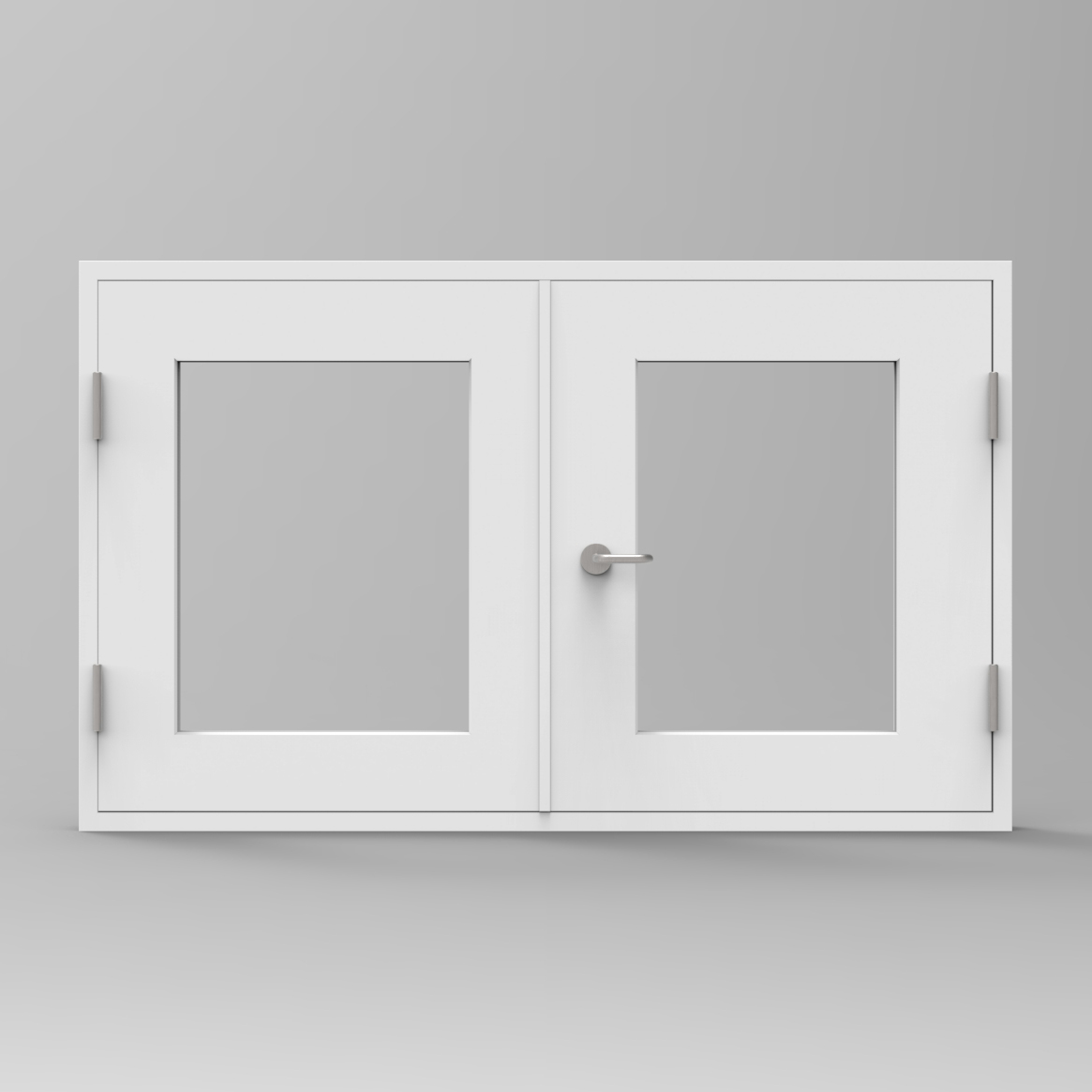 Double-sash glass fire window