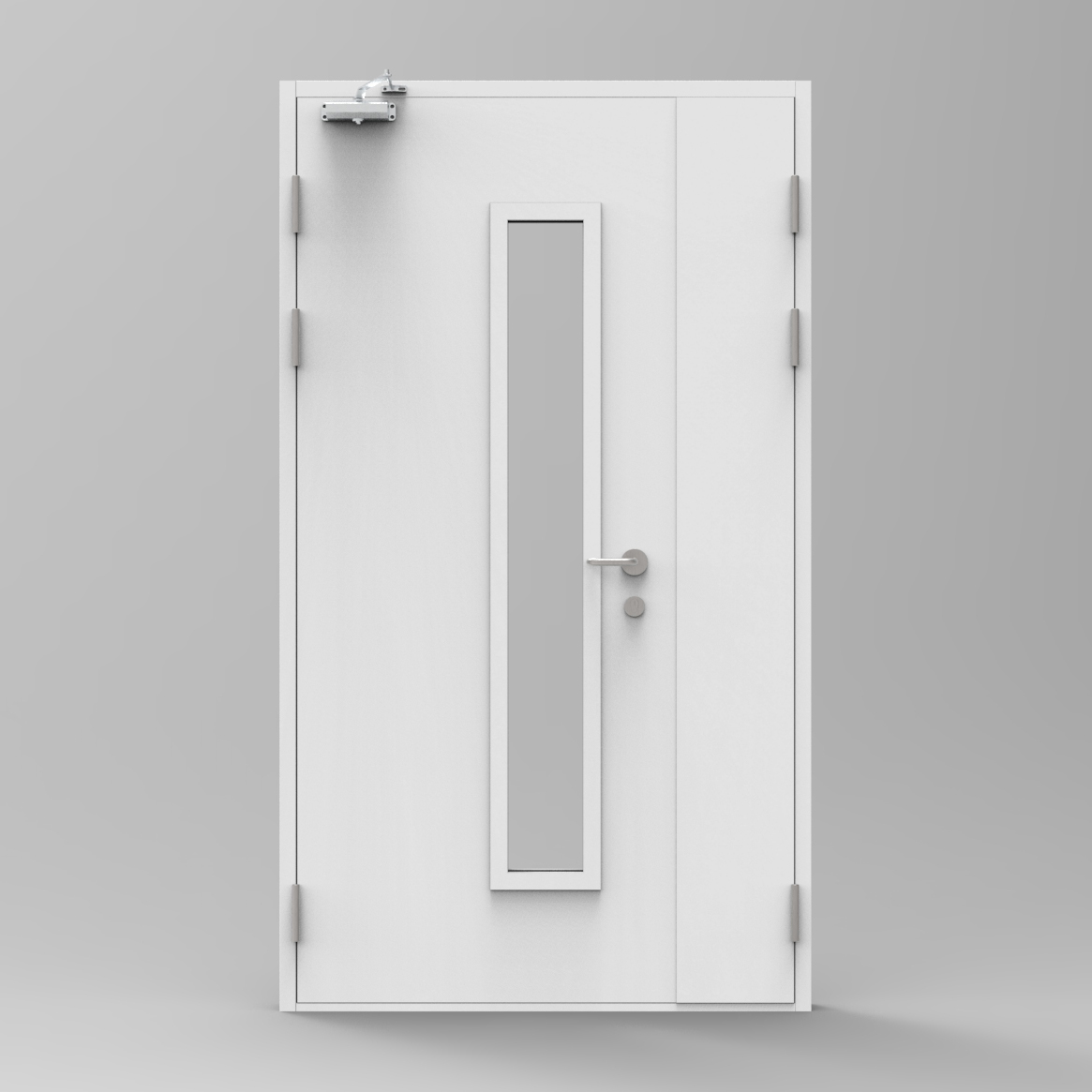 Single-sash fire door with large vision panel
